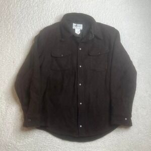 Sleeping Indian designs men's brown button snap wool work shirt USA made L